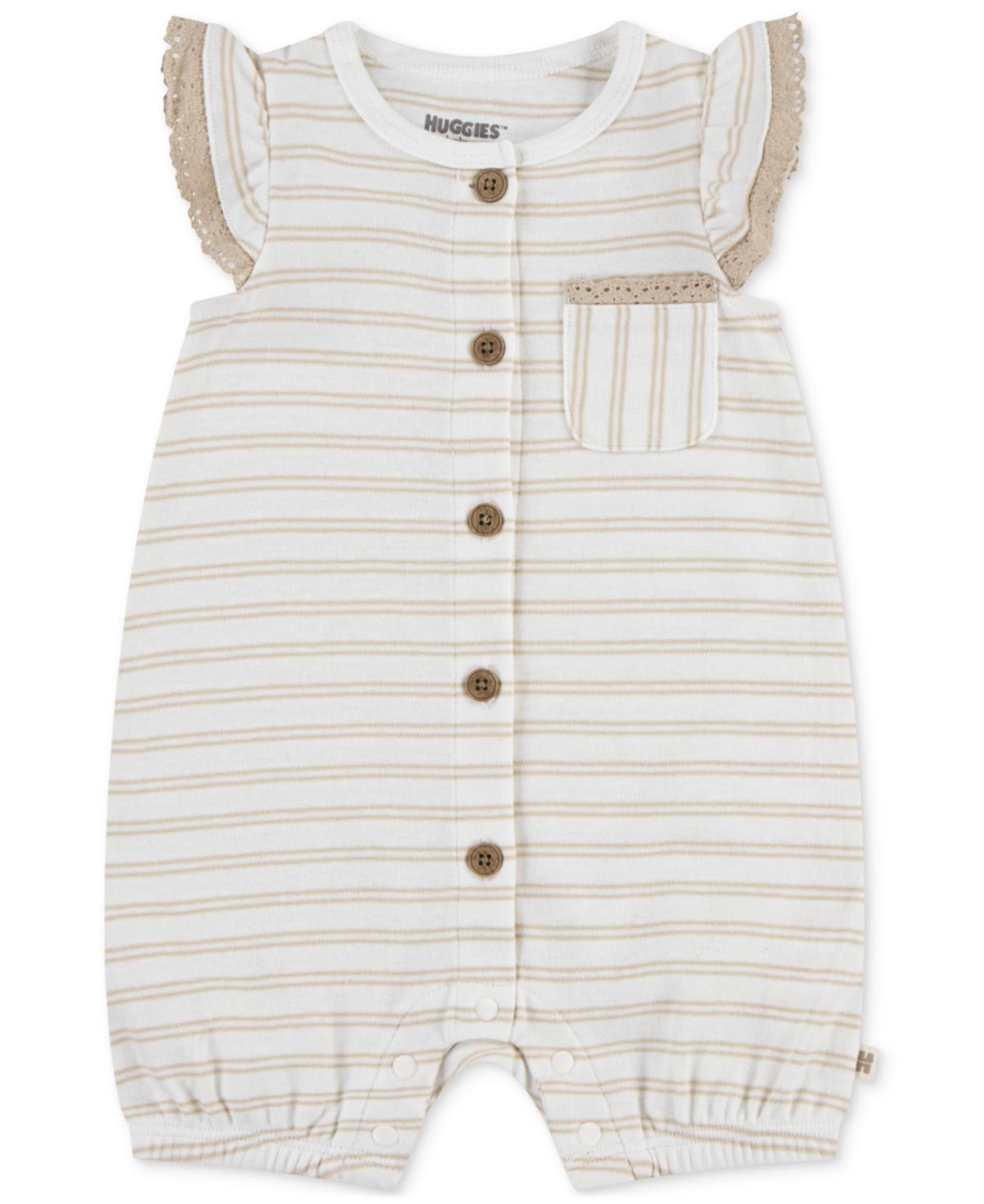Huggies Baby Girls Cotton Striped Ruff Beige