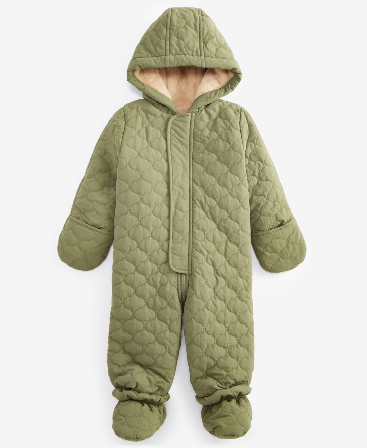 First Impressions Baby Girls Hooded Quilted Foot Aged Pine