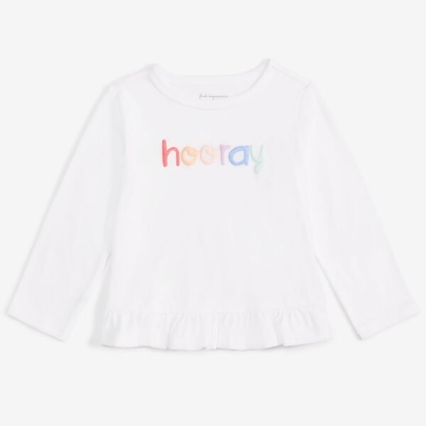 First Impressions Baby Girls Long-Sleeve Hooray Fresh Whit