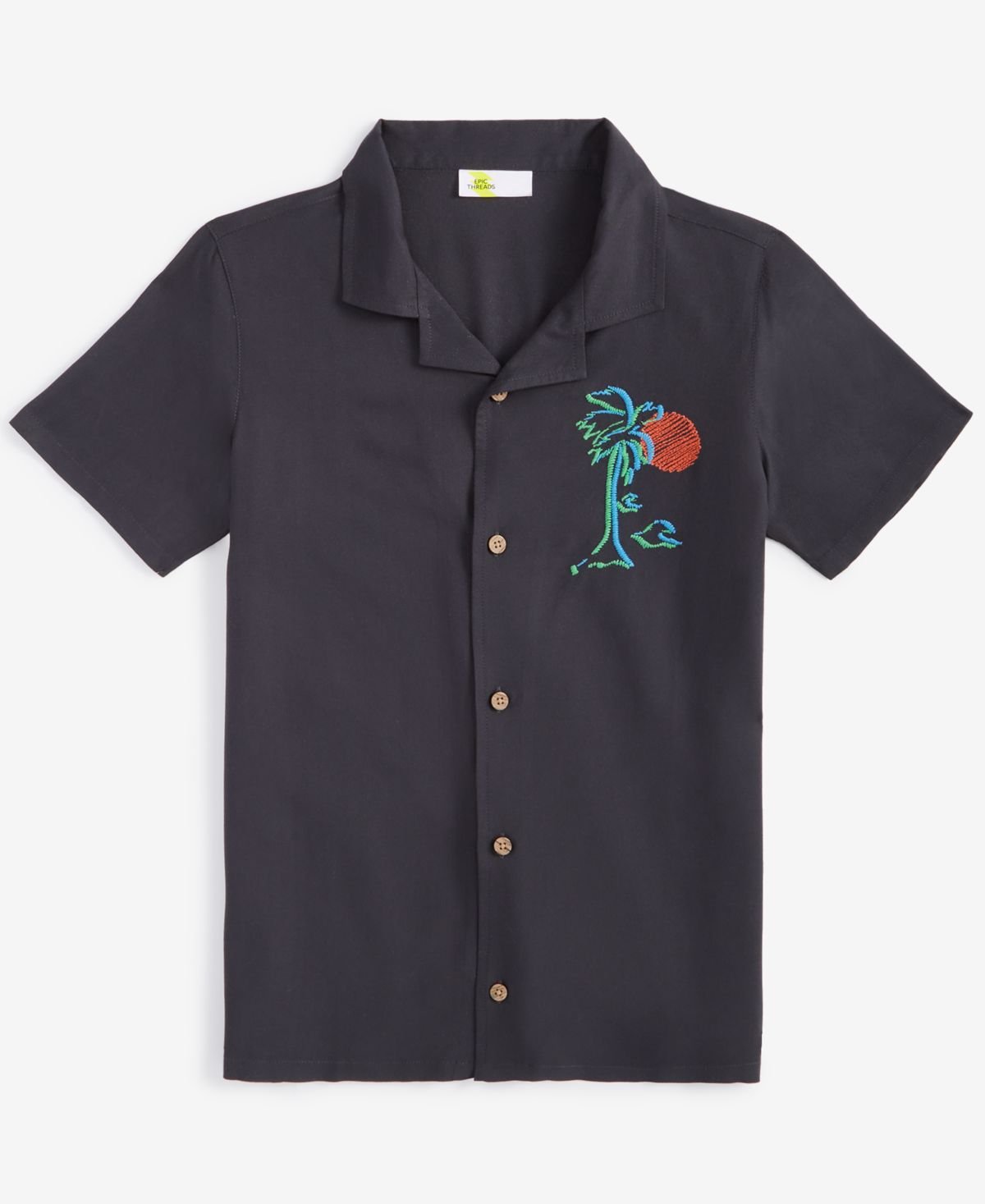 Epic Threads Little Big Boys Palm Embroid Grey Jewel