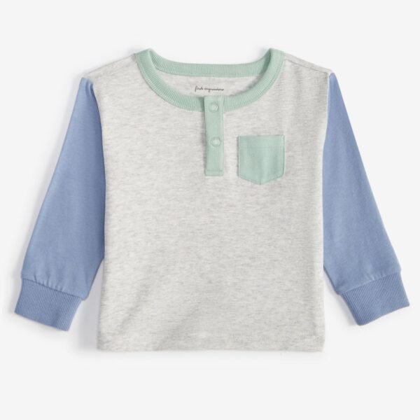 First Impressions Baby Boys Long-Sleeve Colorblo Slate Hthr