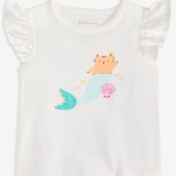 First Impressions Baby Girls Kitty Mermaid Graph Angel White