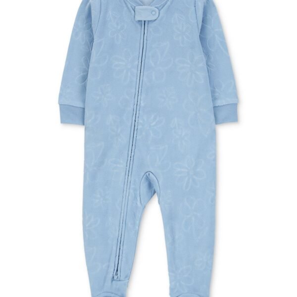Carters Baby 1-Piece Fleece Zip Footed BlueFloral