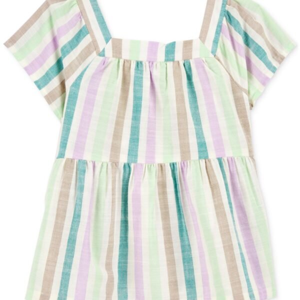 Carters Toddler Girls Striped Short-Sl Multi