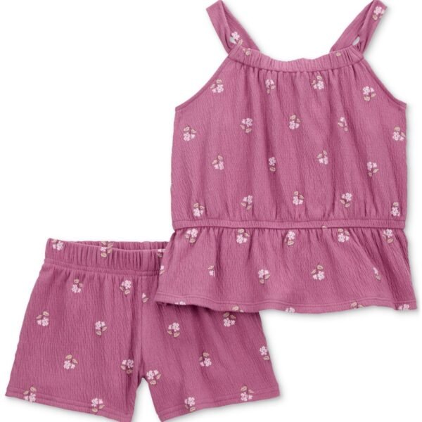 Carters Toddler Girls Floral-Print Tan Mauve