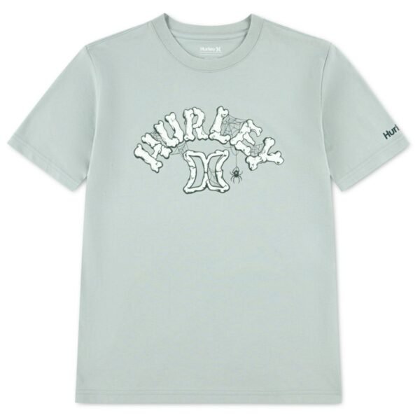 Hurley Boys Bone Logo Crewneck T-Shir Aqua Gray