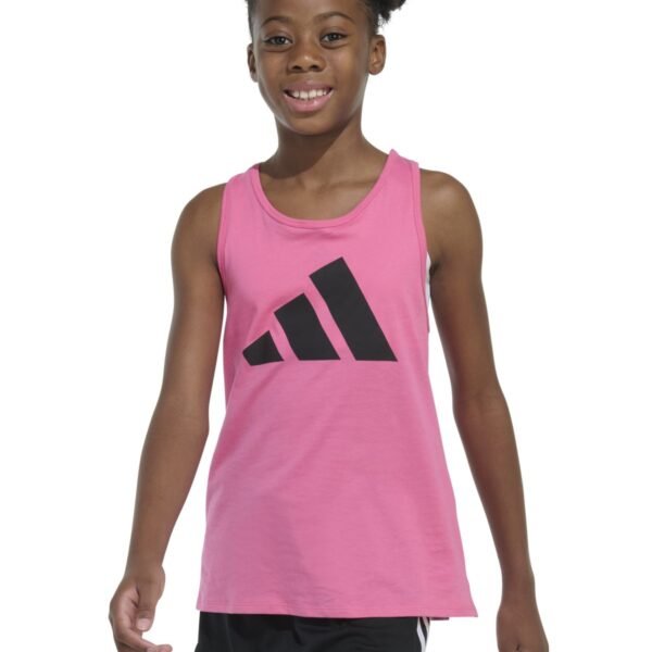 adidas Big Girls Cotton Big-Logo Race Pink