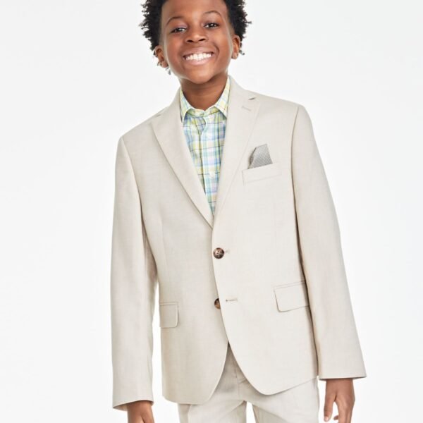 B By Brooks Brothers Big Boys Classic Fit Linen Sui Khaki