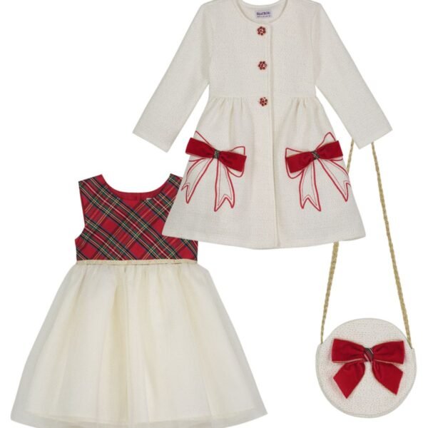 Blueberi Boulevard Girls 2T-6X 3-Piece Swing Coat CreamRed