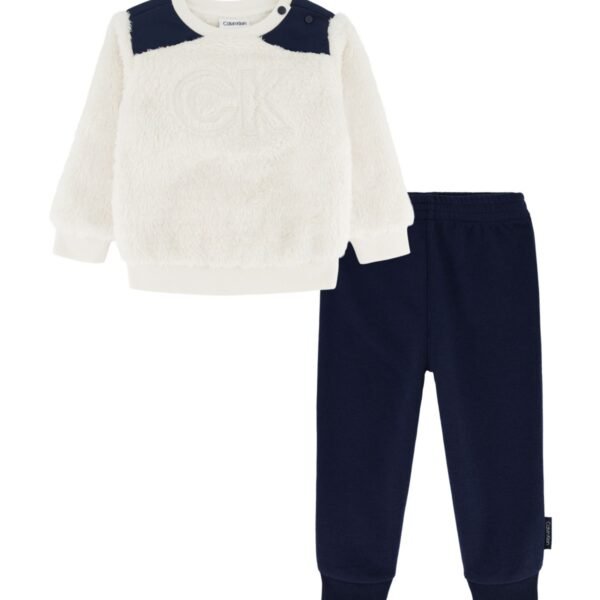 Calvin Klein Calvin Klein Baby Boy Sherpa a Antique WhiteNavy Blazer