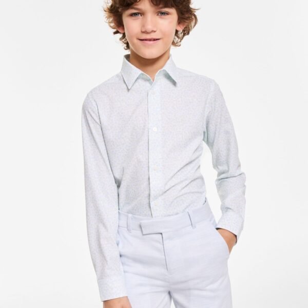 Calvin Klein Big Boys Long-Sleeve Stretch F White