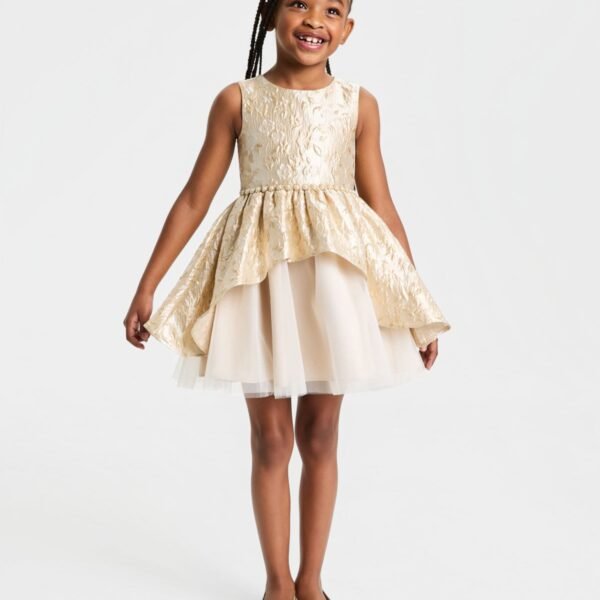 Rare Editions Girls 2T-6X Brocade Sleeveless Gold