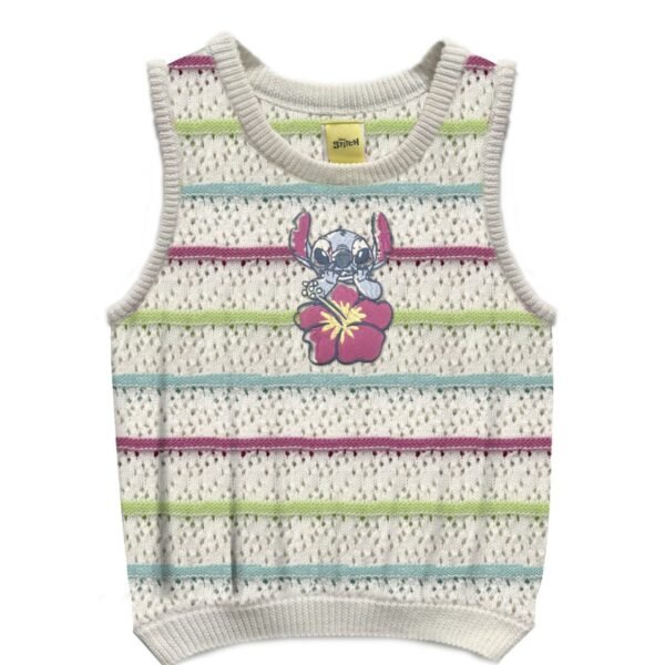 Disney Big Girls Stitch Embroi Off white