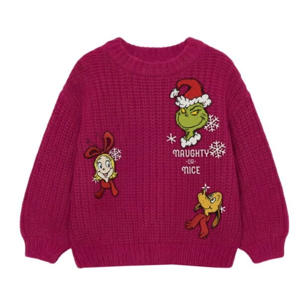 Kate Mack Girls 2T-6X Grinch Long-Sleev Magenta