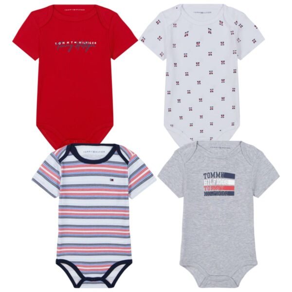 Tommy Hilfiger Tommy Hilfiger Baby Boys 4-Pac Red, Platinum heather, Print