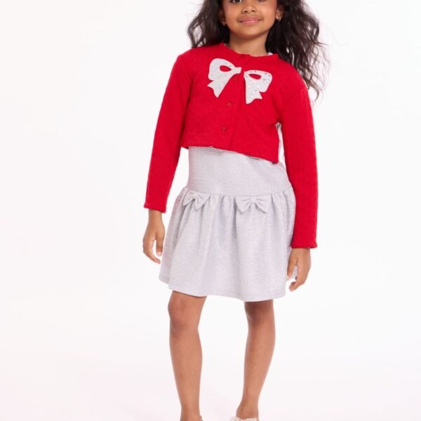 Bonnie Jean Girls 2T-6X 2-Piece Foiled Kni RedGray